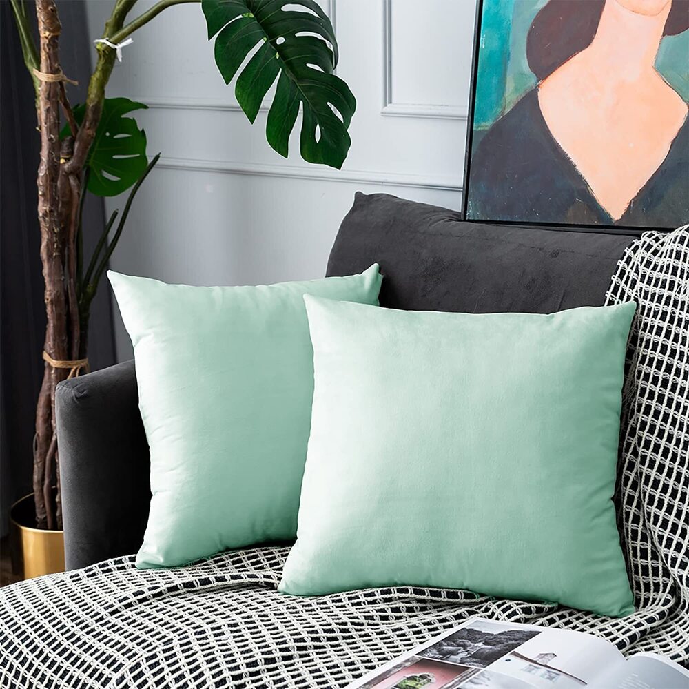 7682 Aqua Velvet Throw Pillow Covers Oversize Soft Solid Decorative